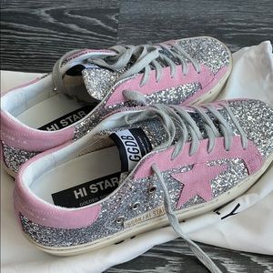New never worn Golden Goose Glitter hi-stars